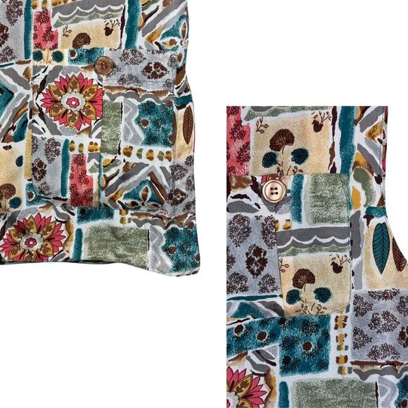 Bogari Vest Women's Medium Multicolor Bohemian Aztec Floral Print 100% Silk Long - Picture 9 of 10
